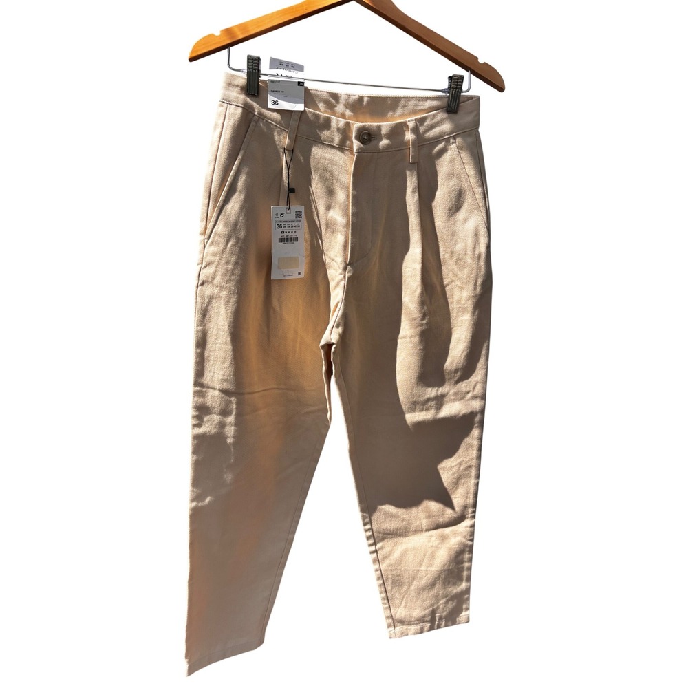 Zara Carrot Fit Trousers Women's Pants‎ Size 29 Cream High Waist NWT